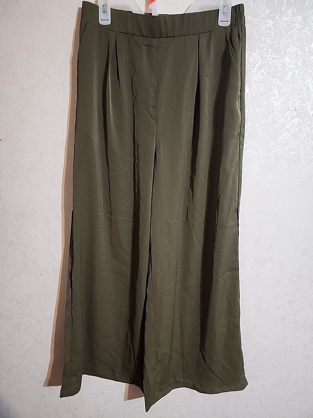 Arolina Lightweight Womens Pants Olive Green sz L Elastic Waist Pleated Classic